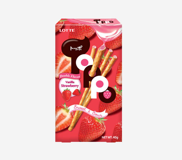 Toppo Strawberry Vanilla Flavoured Biscuit Stick with Strawberry Flavour Cream Filling